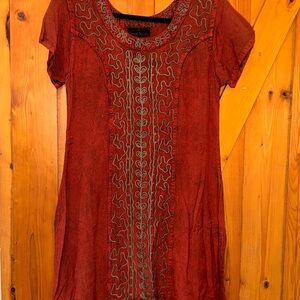 Sacred Threads Orange Embroidered Top